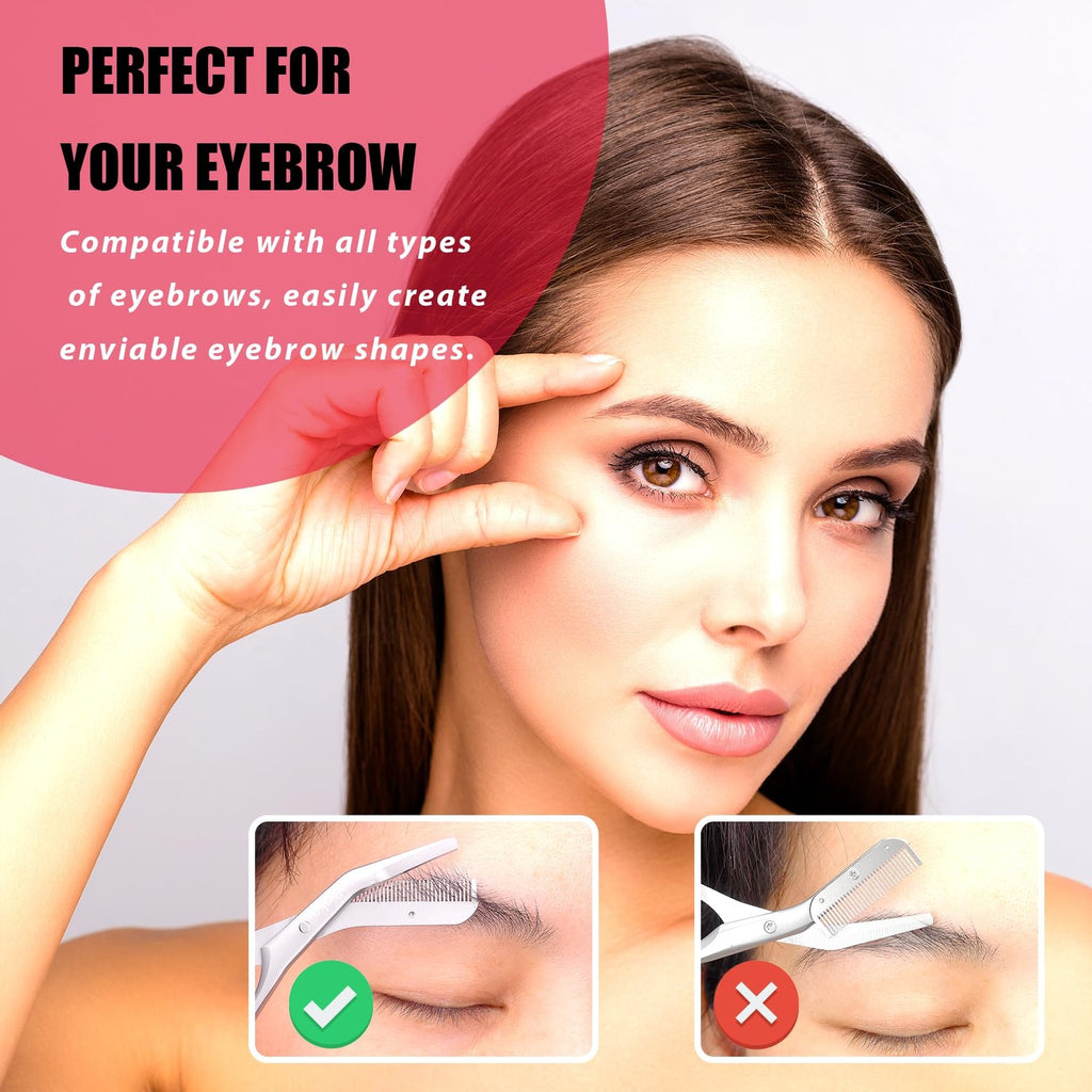 Stainless Steel Eyebrow Trimming Scissors with Comb - Precision Grooming Tool