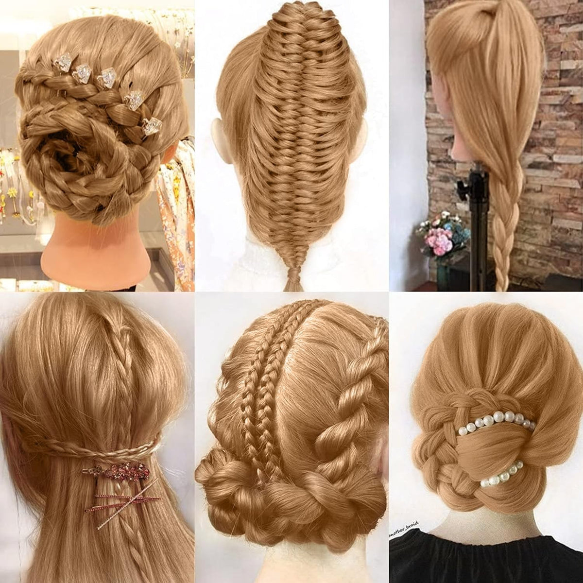 High-Temperature Synthetic Mannequin Head for Hair Styling Practice - 26-28 Inches