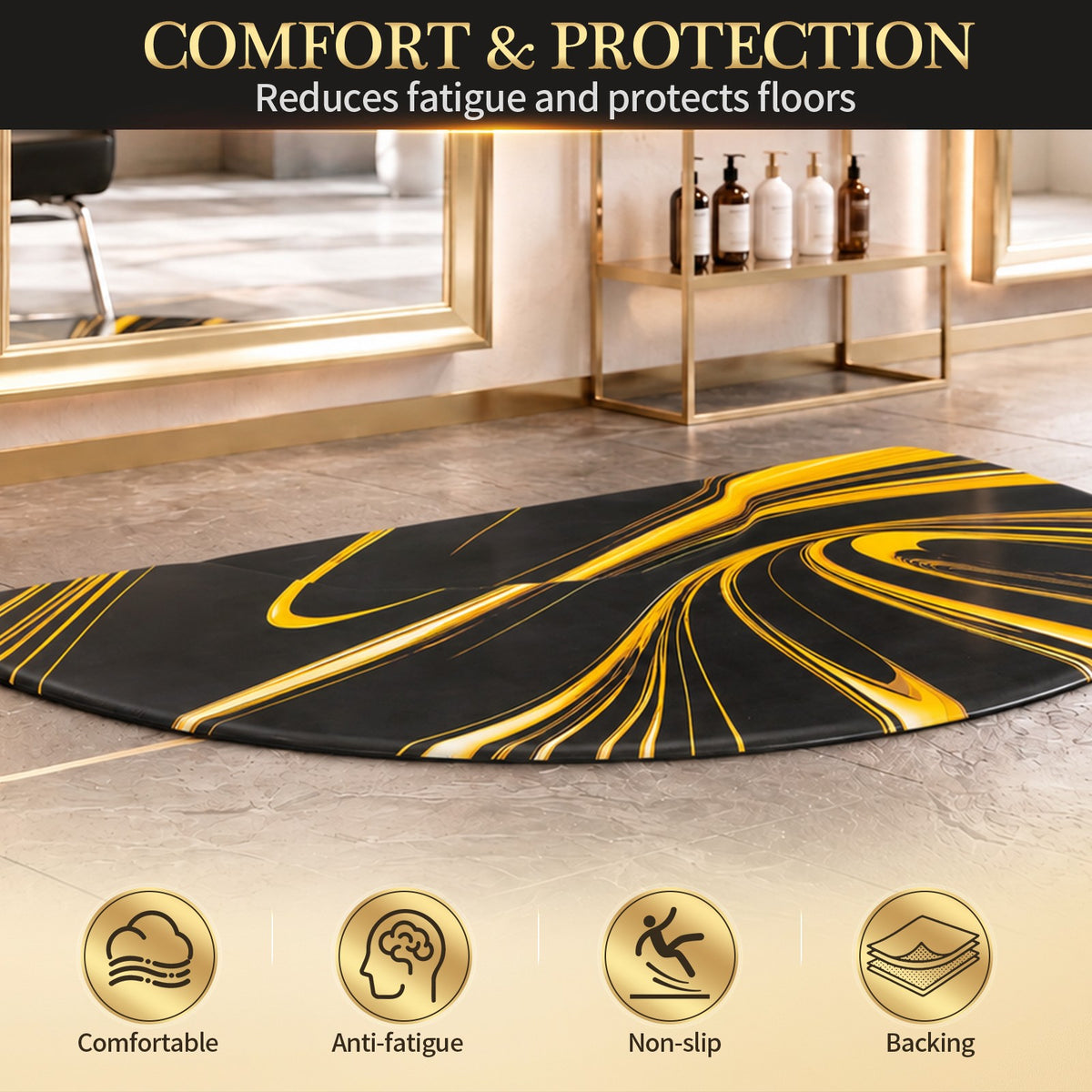3ft x 5ft Anti-Fatigue Standing Mat for Hair Stylist & Barber Workstations