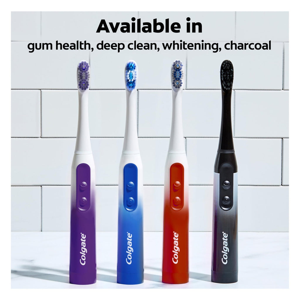 Colgate 360 Battery Powered Toothbrush Refills - Soft, Black, 2 Pack