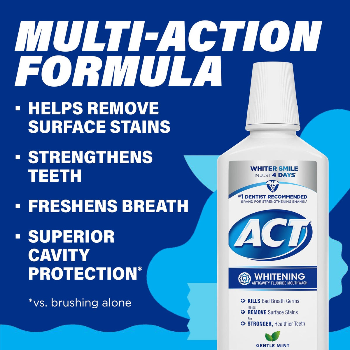 Whitening and Anticavity Fluoride Mouthwash - Alcohol-Free, Gentle Mint, 16.9 Fl Oz