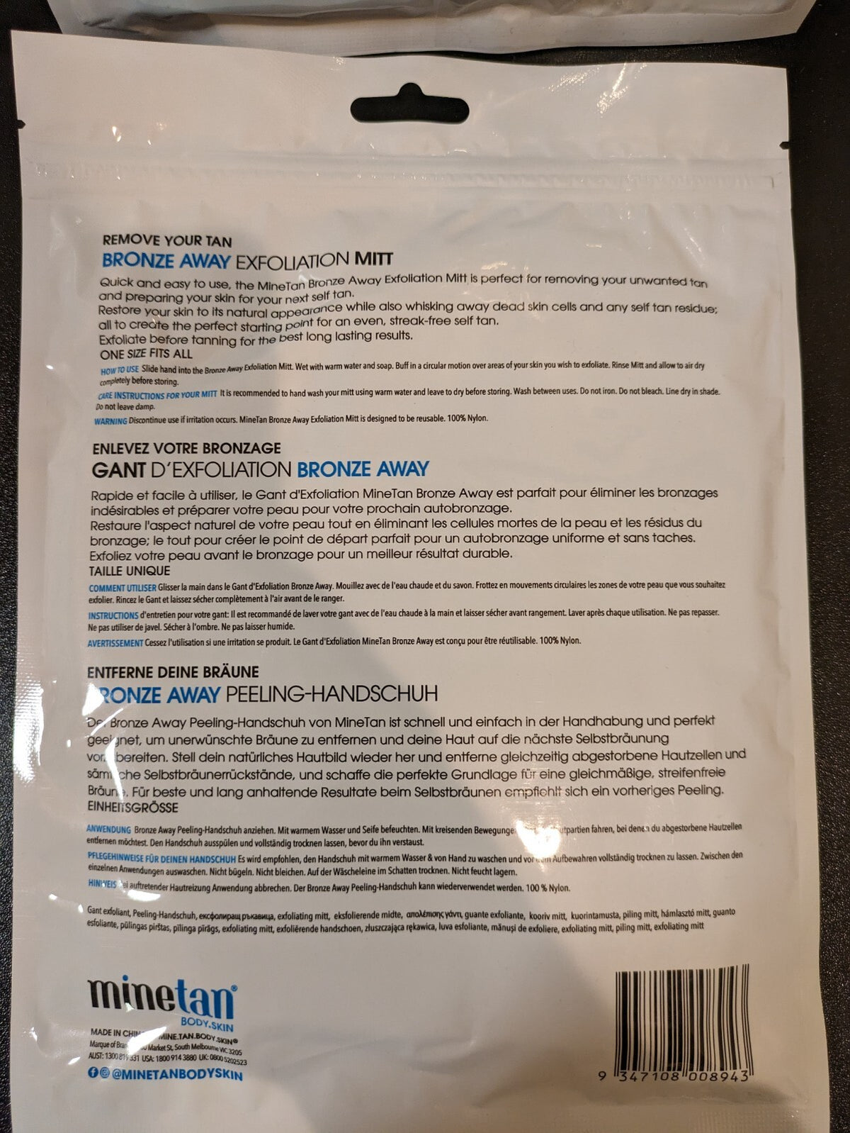 Exfoliation Mitt for Tanning Removal and Skin Prep - Reusable, Vegan