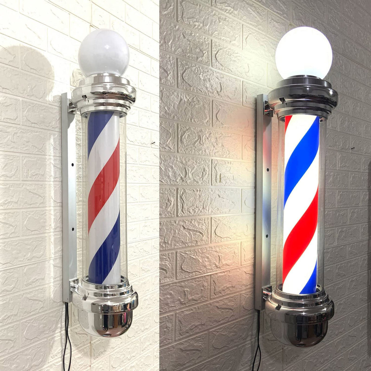 33-Inch Rotating LED Barber Shop Pole Sign Light Red Blue White