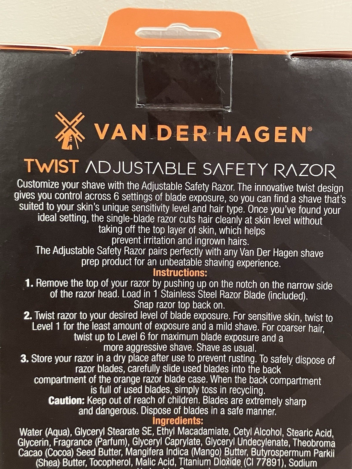Van Der Hagen Adjustable Safety Razor with 5 Blades & Shave Butter Sample