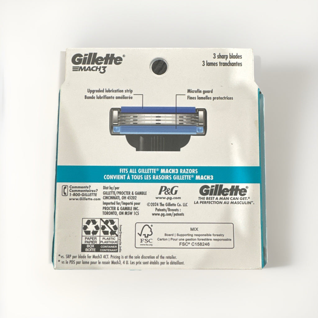 Gillette Mach3 Men's Razor Blade Refills - 3-Blade Technology, 8 Count