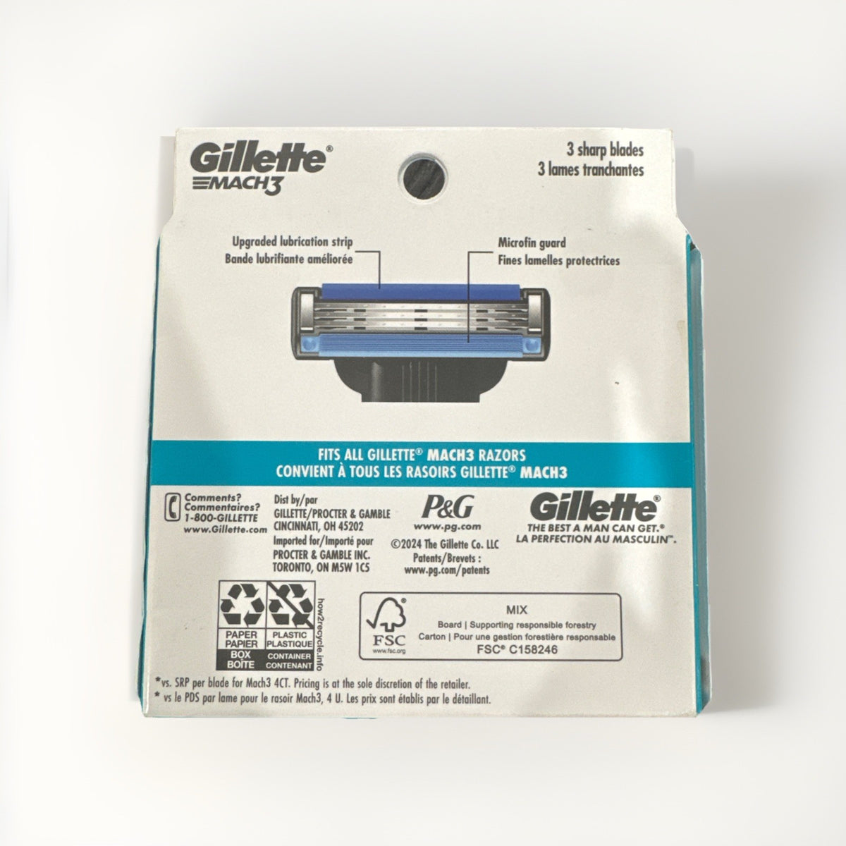 Gillette Mach3 Men's Razor Blade Refills - 3-Blade Technology, 8 Count