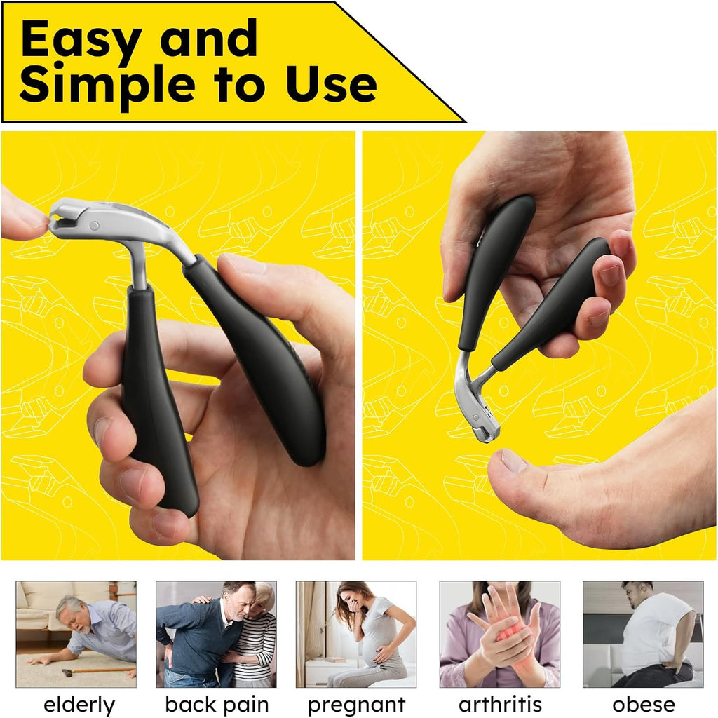 Angled Toe Nail Clippers for Thick Nails - Senior-Friendly Ergonomic Design