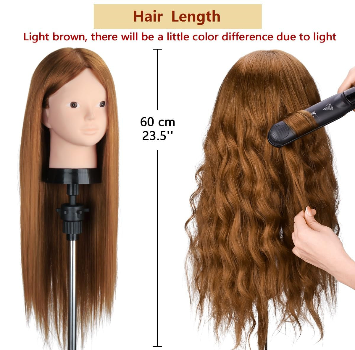 Mannequin Head with 80% Human Hair for Hair Styling & Makeup Practice
