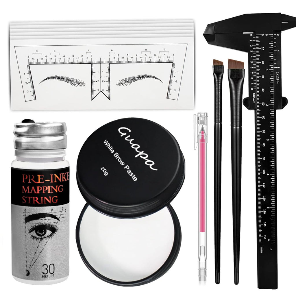Microblading Eyebrow Mapping Kit with 30m White Mapping String & 20g White Brow Paste