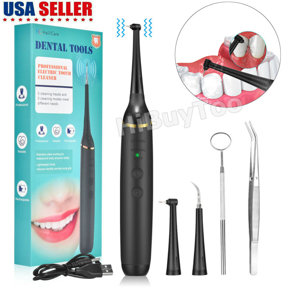 Electric Ultrasonic Teeth Cleaner Dental Calculus Remover with 3 Modes & 3 Heads