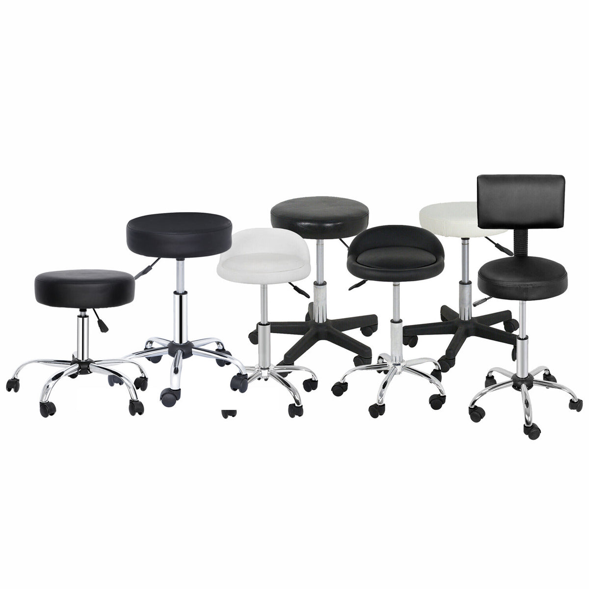 Adjustable Hydraulic Swivel Salon Stool Chair PU Leather Seat for Beauty & Tattoo