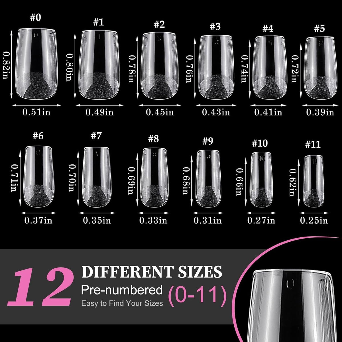 240-Pack Short Square Gel Nail Tips for Press-On Nails Clear Acrylic
