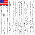 Temporary Tattoos for Women & Teens – 12 Sheet Long-Strip Branch Flower Leaves