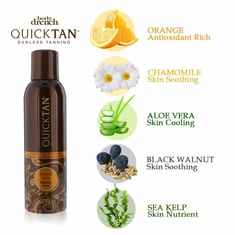 Self Tanning Spray - Instant Bronze, Medium Dark, 6 oz, Natural Ingredients