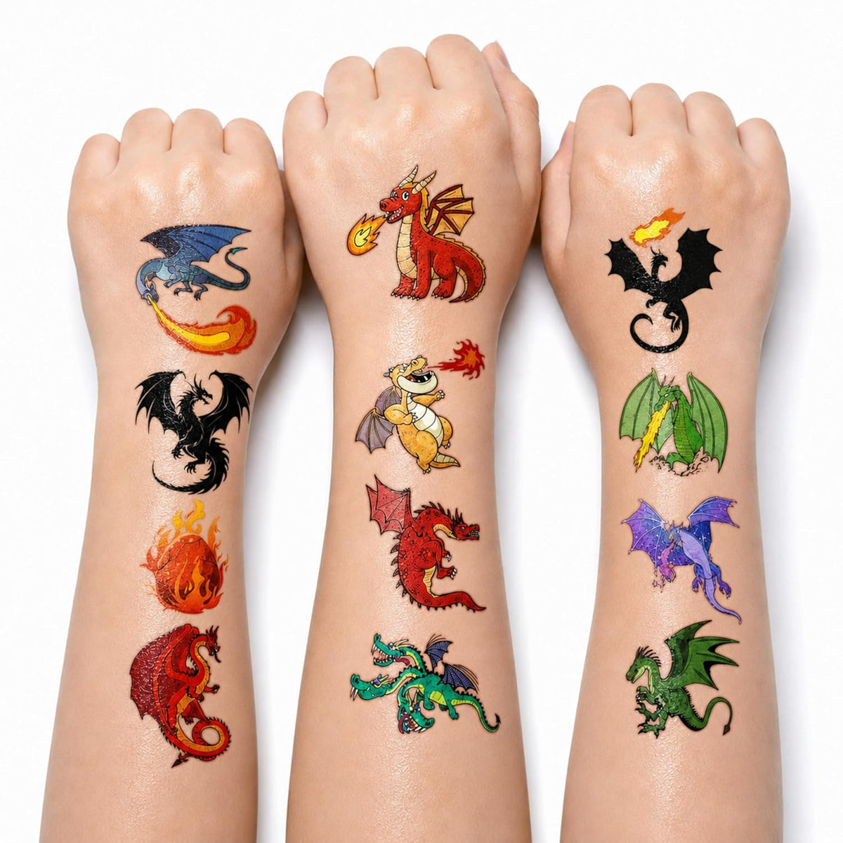 Dragon Temporary Tattoos Party Favors, 60 Pcs Pre-Cut for Kids