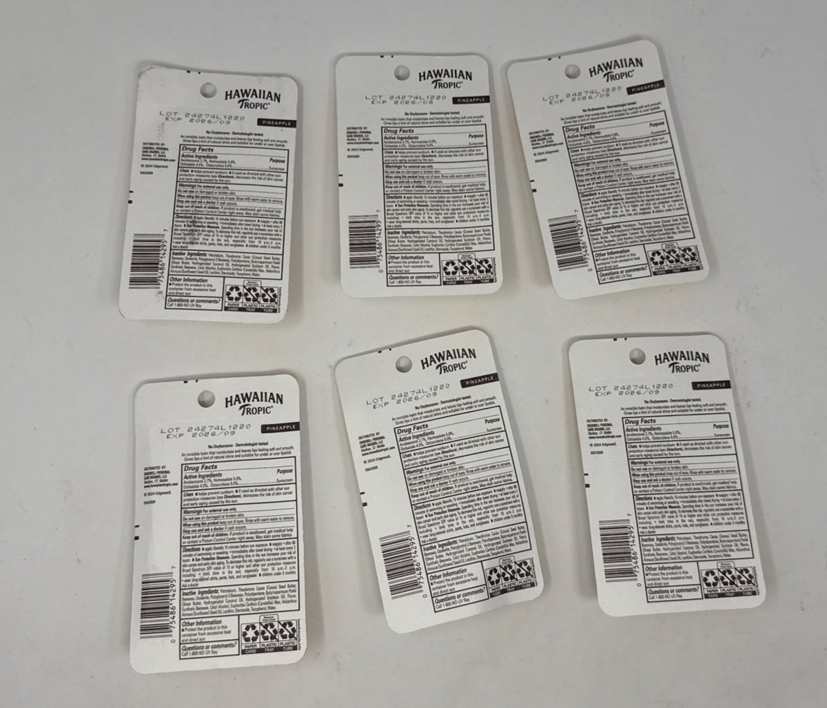 Hawaiian Tropic Lip Balm SPF30 Pineapple Pack - 6 Sealed Tubes