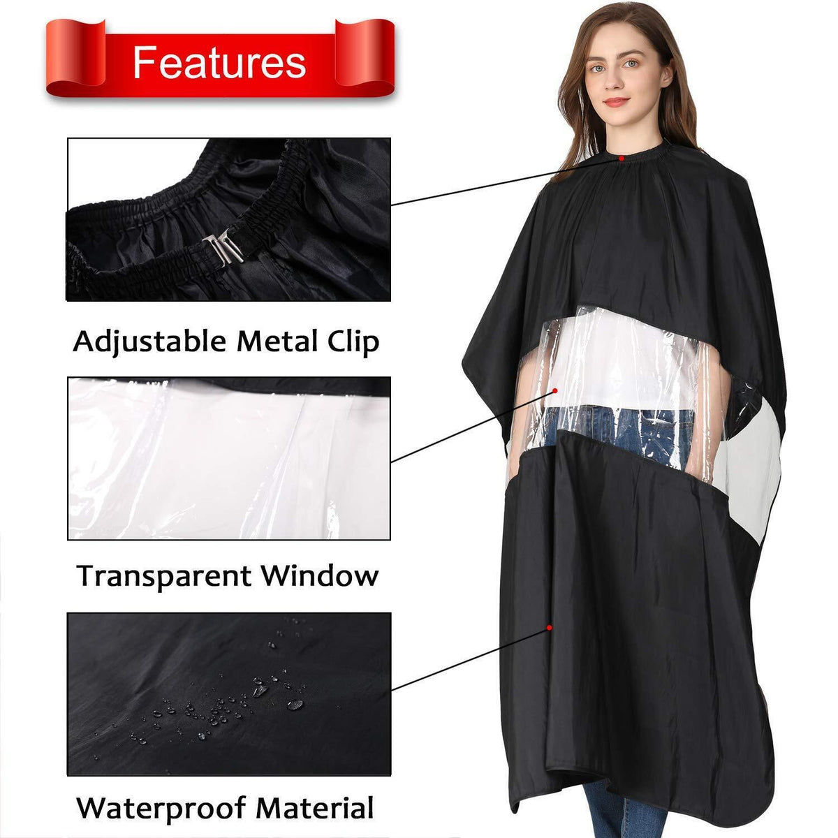 Professional Hair Cutting Cape with Adjustable Metal Clips for Salon & Barber Use