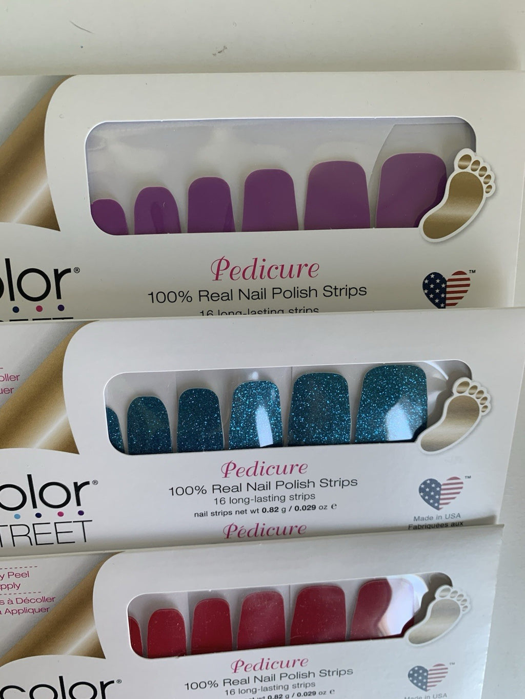 Color Street Nail Polish Strips Pedicure Set - 3 Assorted Shades