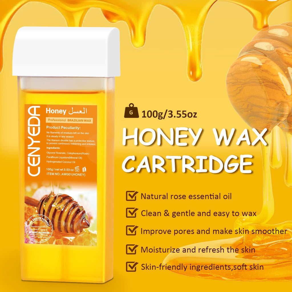 Digital Honey Wax Kit for Hair Removal with Roll-On Warmer and Cartridges