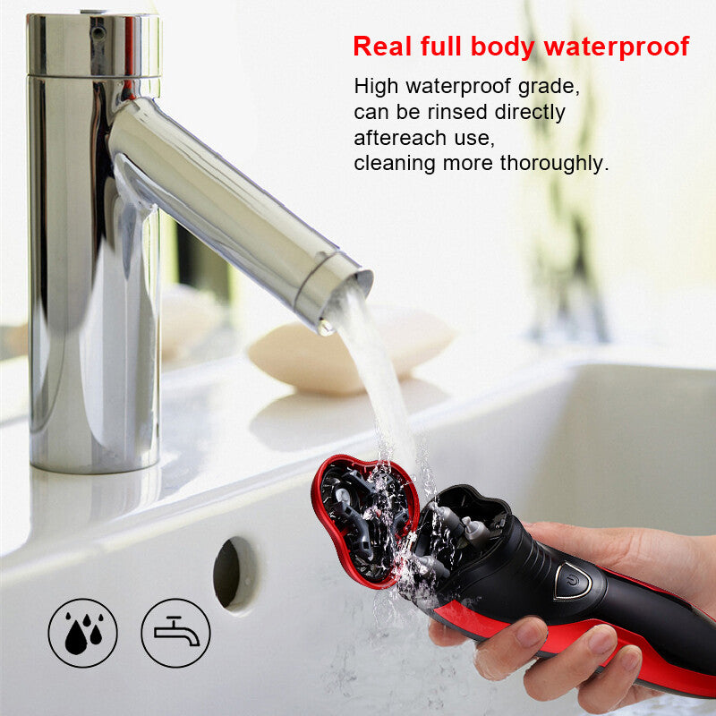 Men's Waterproof Rotary Electric Shaver with Pop-Up Trimmer - Cordless Wet Dry