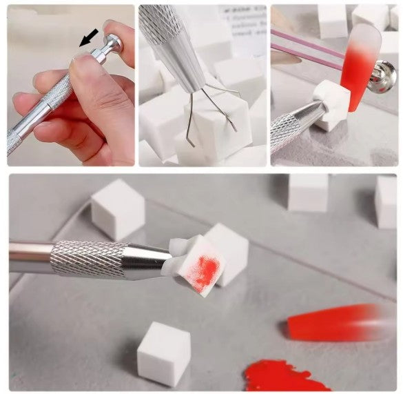 50Pcs Portable Nail Art Sponge Buffer Blocks with Grabbing Pen for DIY Manicure