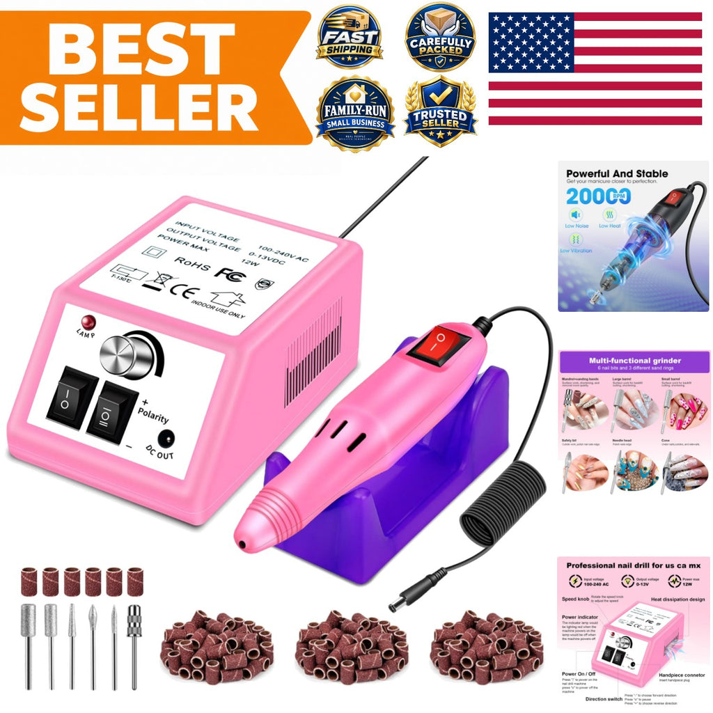 Electric Nail Drill Kit with 156 Sanding Bands & Bits for Manicure Pedicure