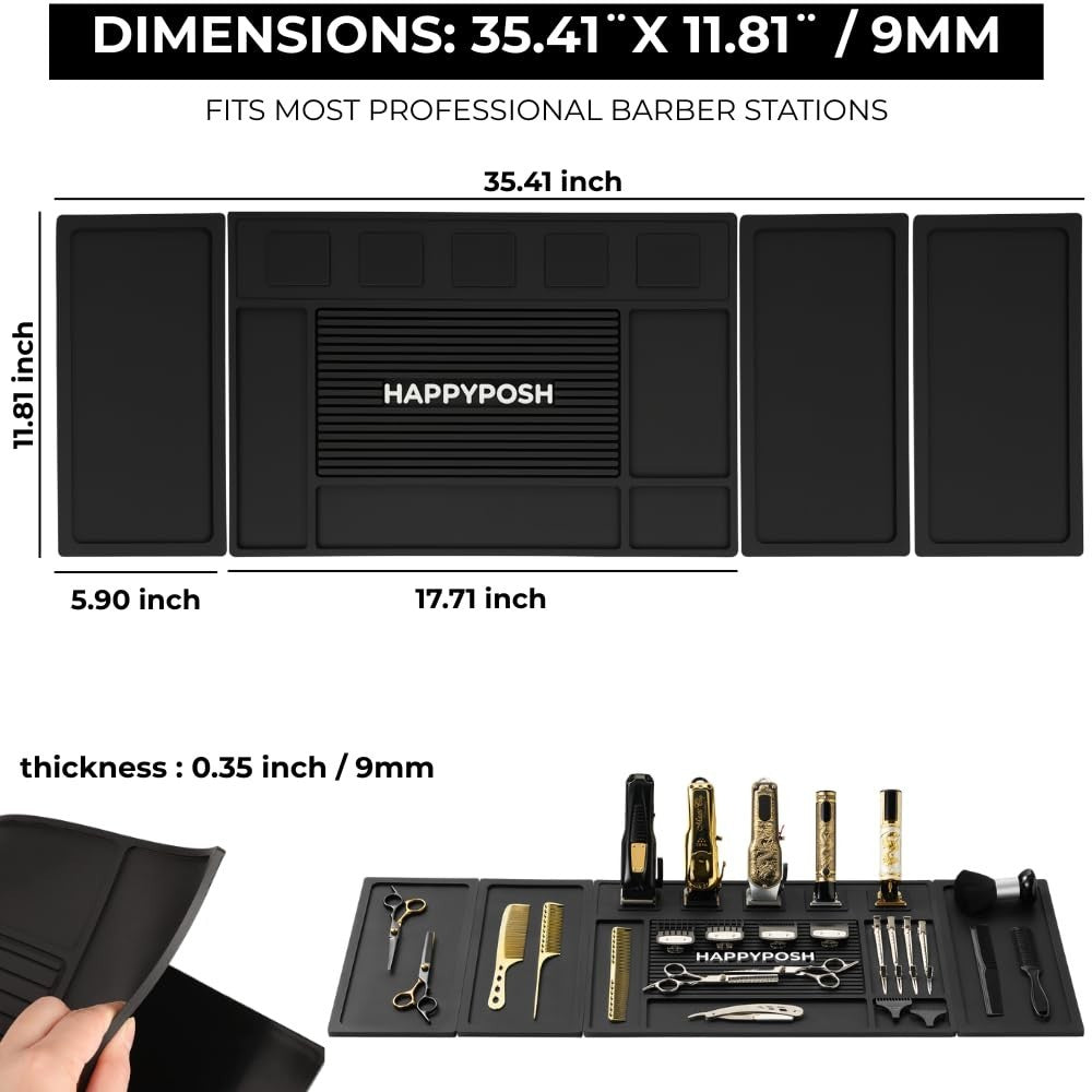 Magnetic Barber Mat Set with 5 Strong Magnets for Clippers & Trimmers