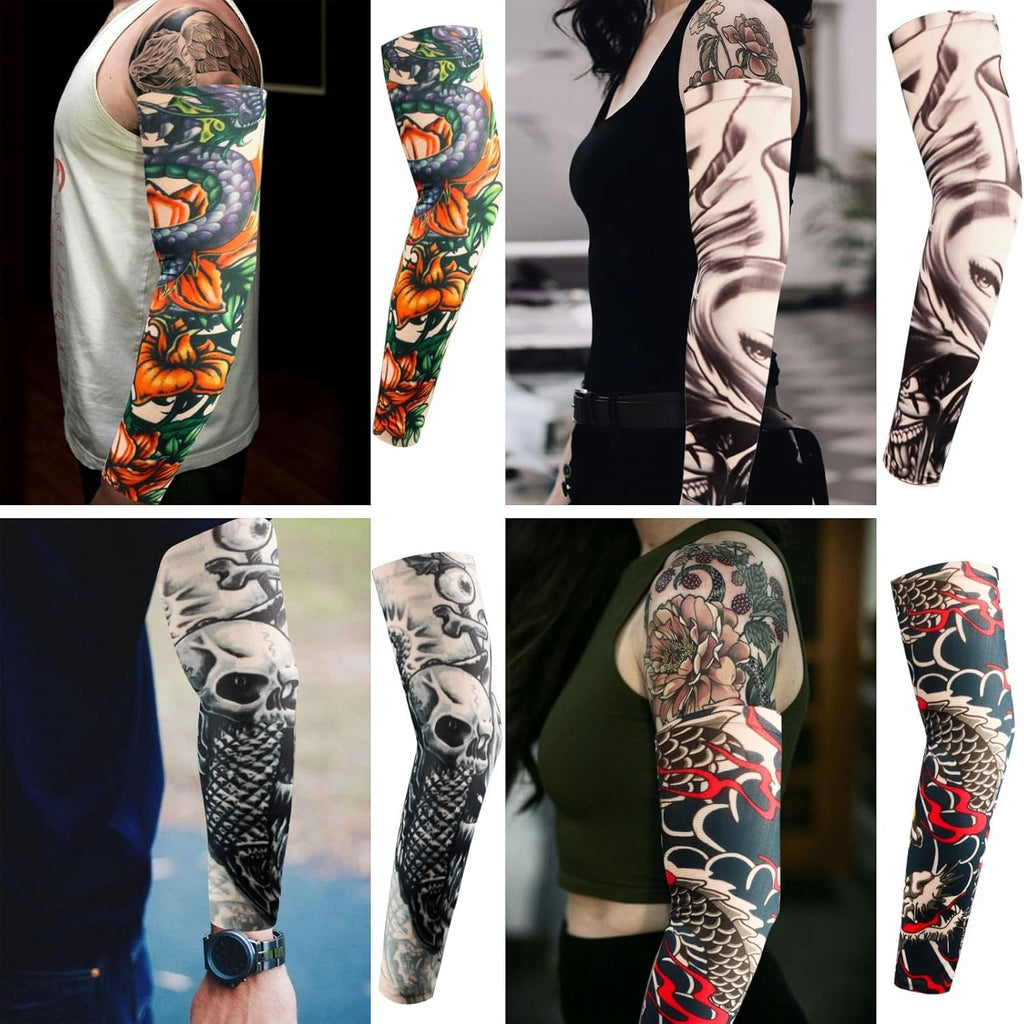 Unbranded Tattoo Sleeves for Men - 6 Pcs Fake Arm Covers, Sun Protection, One Size