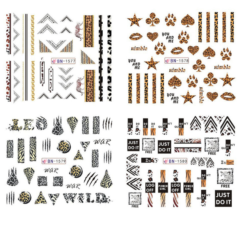 Leopard Nail Art Water Stickers - Wild Animal Print Decals for Nails