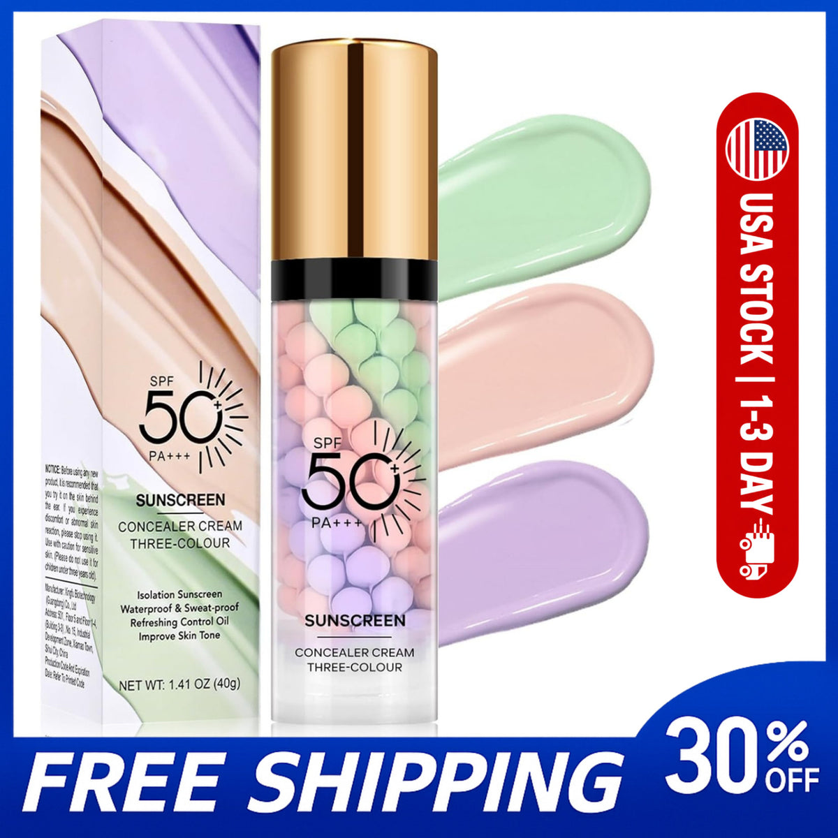 SPF 50 Color Correcting Sunscreen Face Cream Hydrating Primer