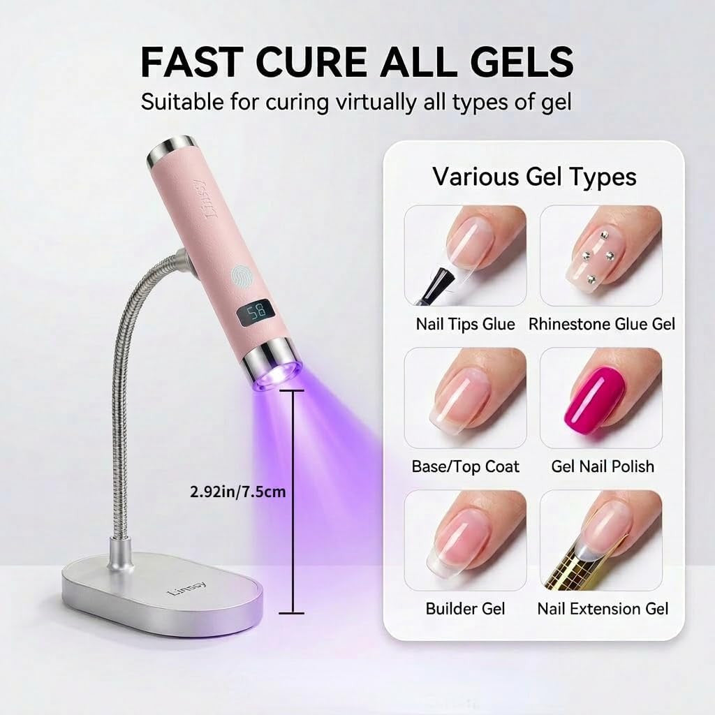 Mini UV LED Nail Lamp with Auto Sensor & Magnetic Stand for Gel Nails