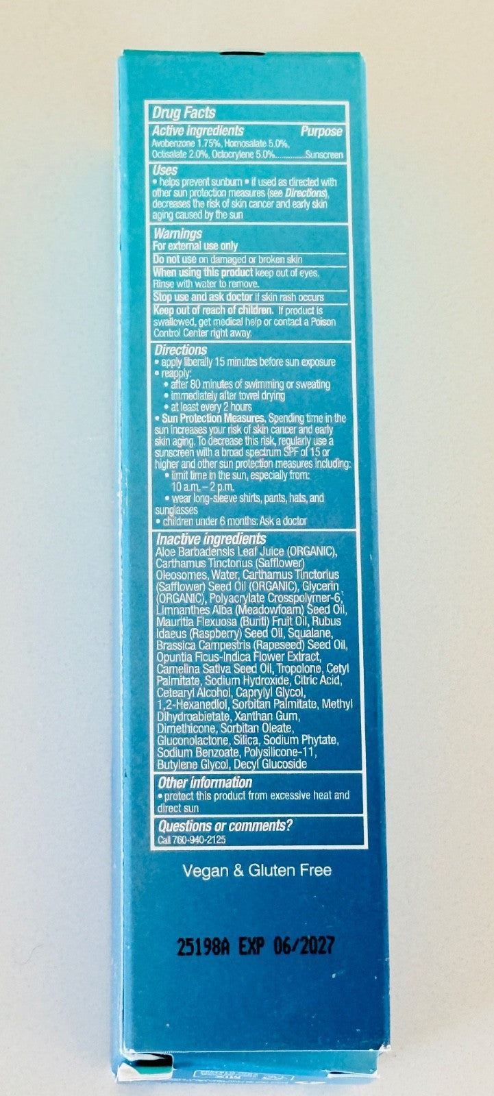 Organic Face Sunscreen SPF 50 Fragrance Free 1.7 fl oz - UV Protection
