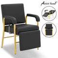 Black and Gold Reclining Barber Shampoo Chair with Support Legs for Salon Spa
