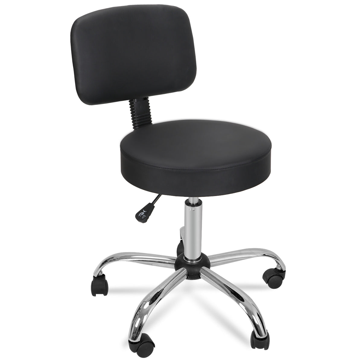 Hydraulic Salon Stool with Swivel Backrest Adjustable Height & Rolling Casters