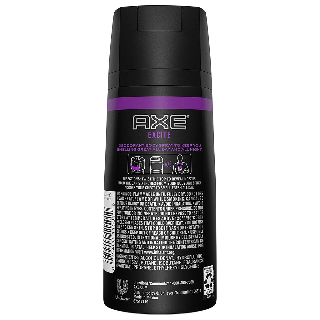 Axe Excite Body Spray Deodorant for Men - 150ml Pack of 2