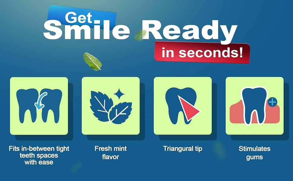 Mint Dental Picks for Plaque Removal - Wooden Toothpicks for Oral Hygiene