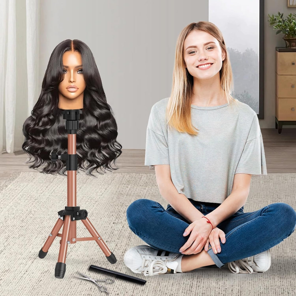 Adjustable Mannequin Head Tripod with Non-Slip Feet for Salon & Display