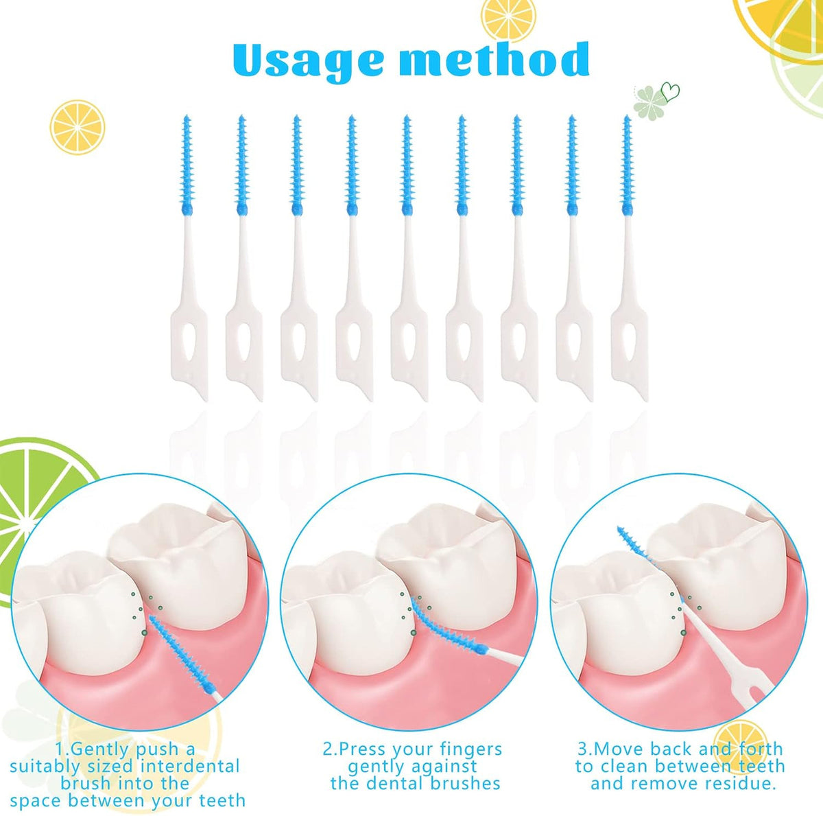Silicone Interdental Brushes Set with Case - 220 Clean Oral Hygiene Picks