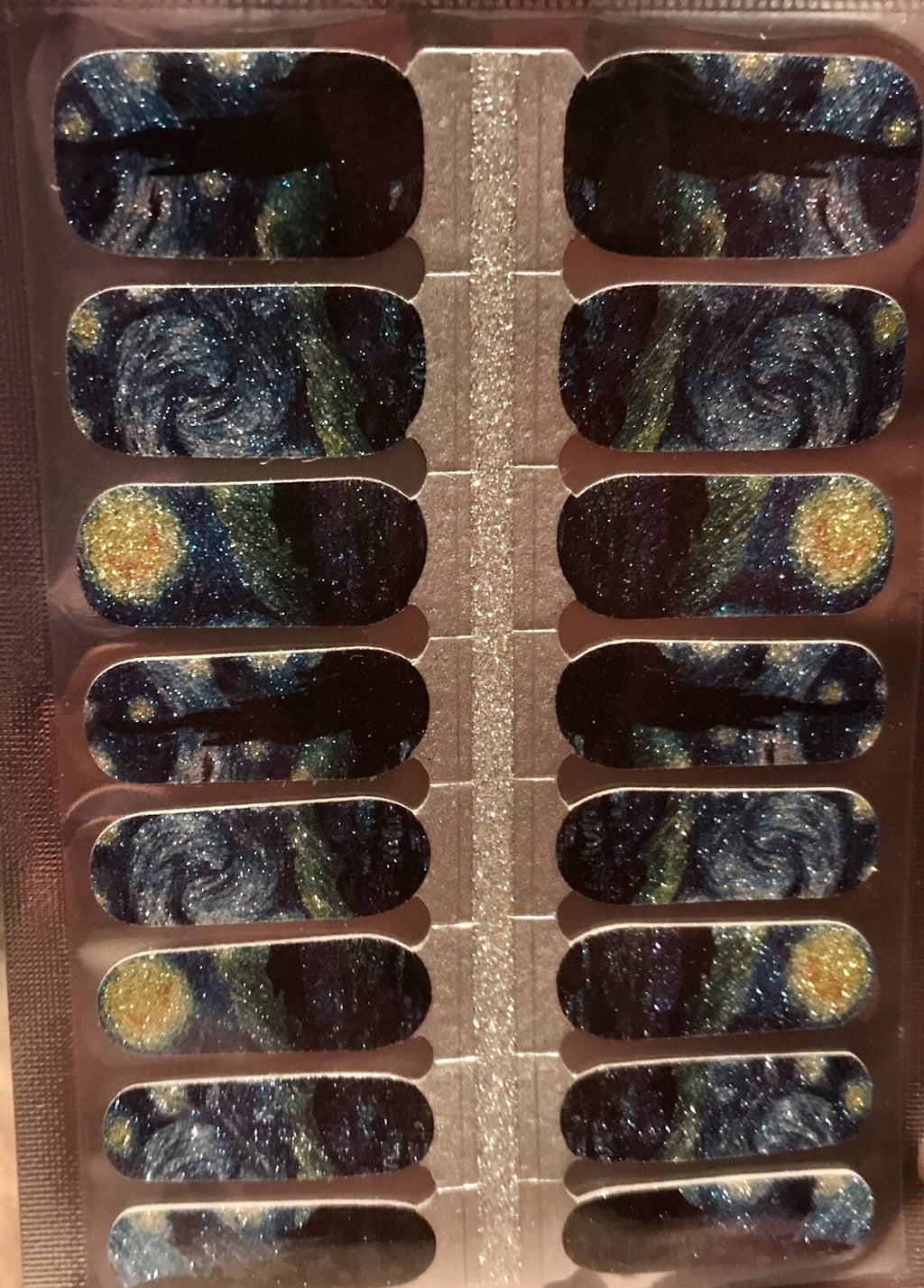 Starry Night Nail Polish Strips - 16 Count False Nail Wraps for DIY Manicure
