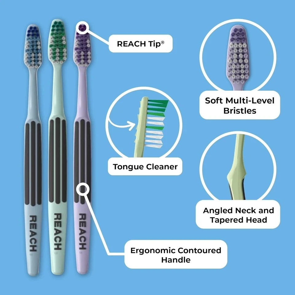 Soft Toothbrush Set with Protective Cap - 6 Pack for Gentle Oral Care
