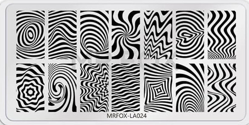 Nail Stamping Plate Crazy Swirls LA024 with Sleeve - Manicure Art Tool