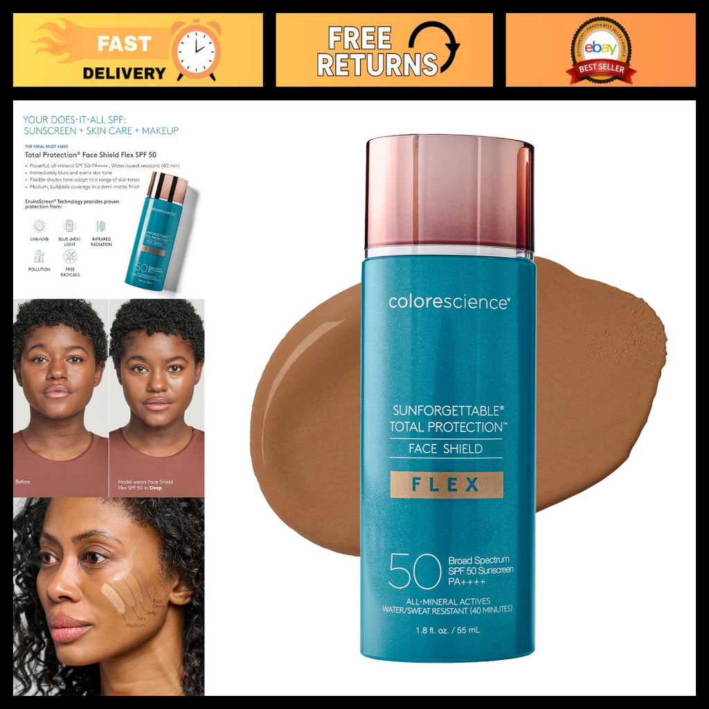 SPF 50 Face Shield with Broad Spectrum Mineral Sunscreen & Color Technology