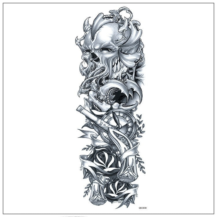 Large Temporary Body Art Arm Tattoo Sleeve 5Pcs Waterproof, 48x17 cm