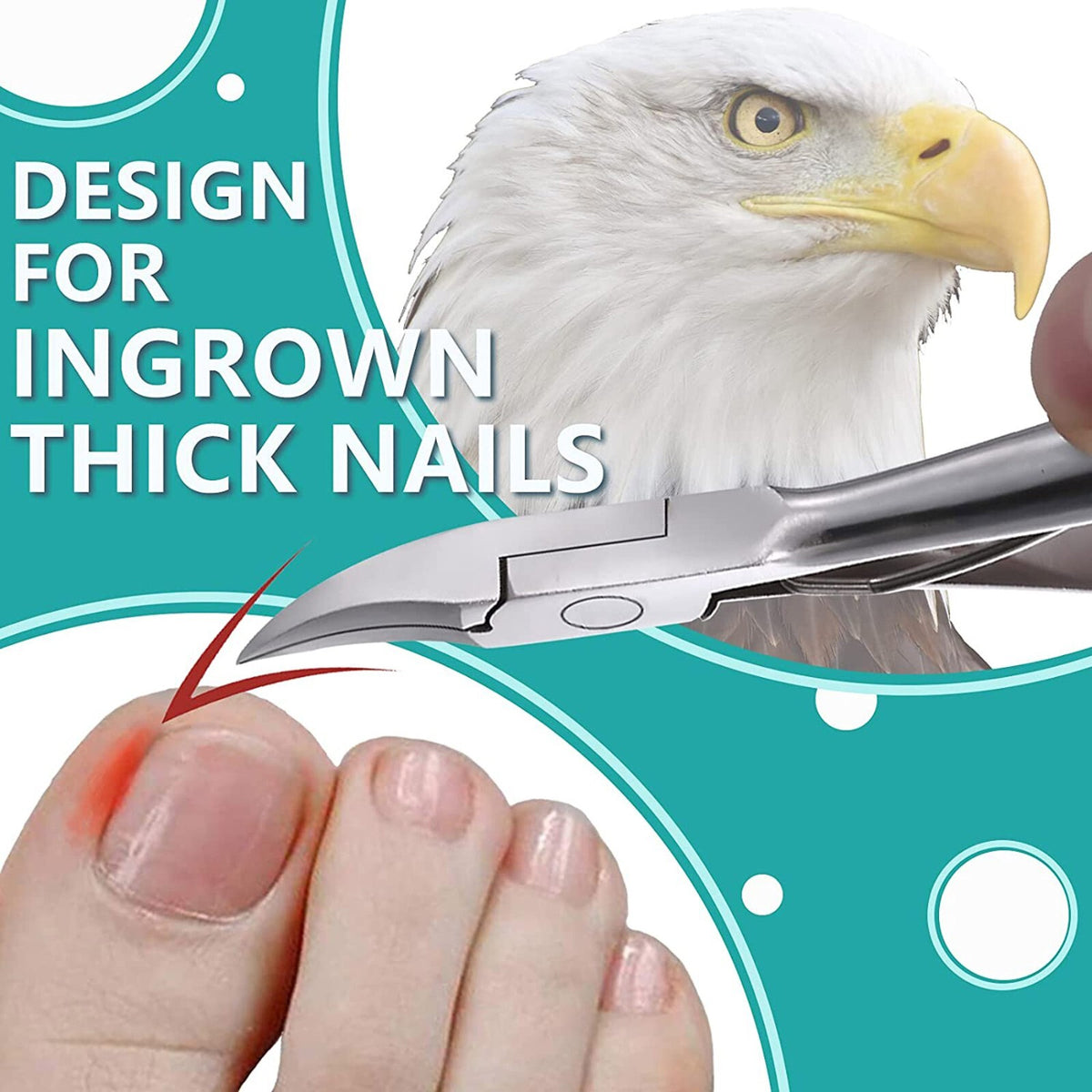 Heavy Duty Toenail Clippers for Thick and Ingrown Nails - Stainless Steel, Senior Pedicure Tool