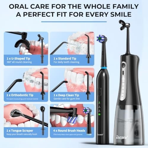 Water Flosser and Electric Toothbrush Combo Kit Black - 2-in-1 Oral Care Set