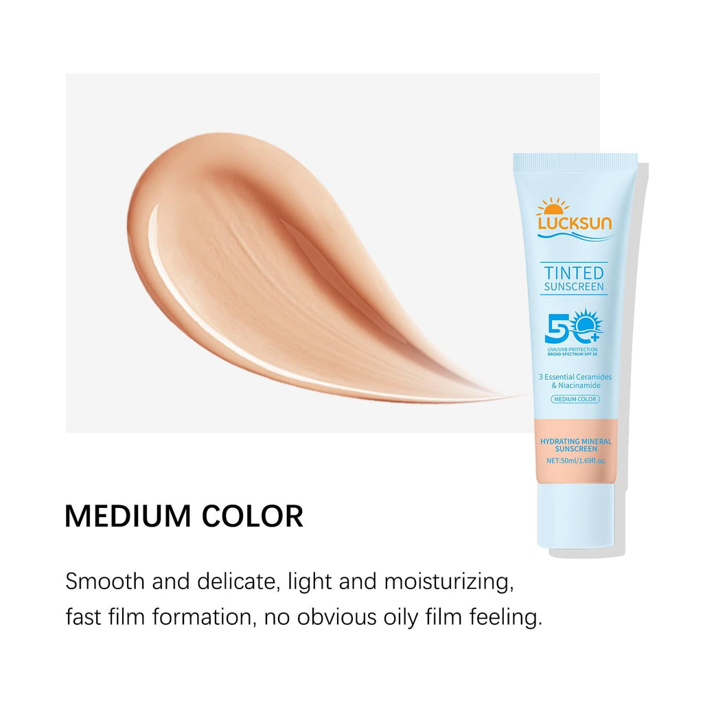SPF 50 Tinted Sunscreen for Face - Hydrating, Broad Spectrum Sun Protection, 2 Pack