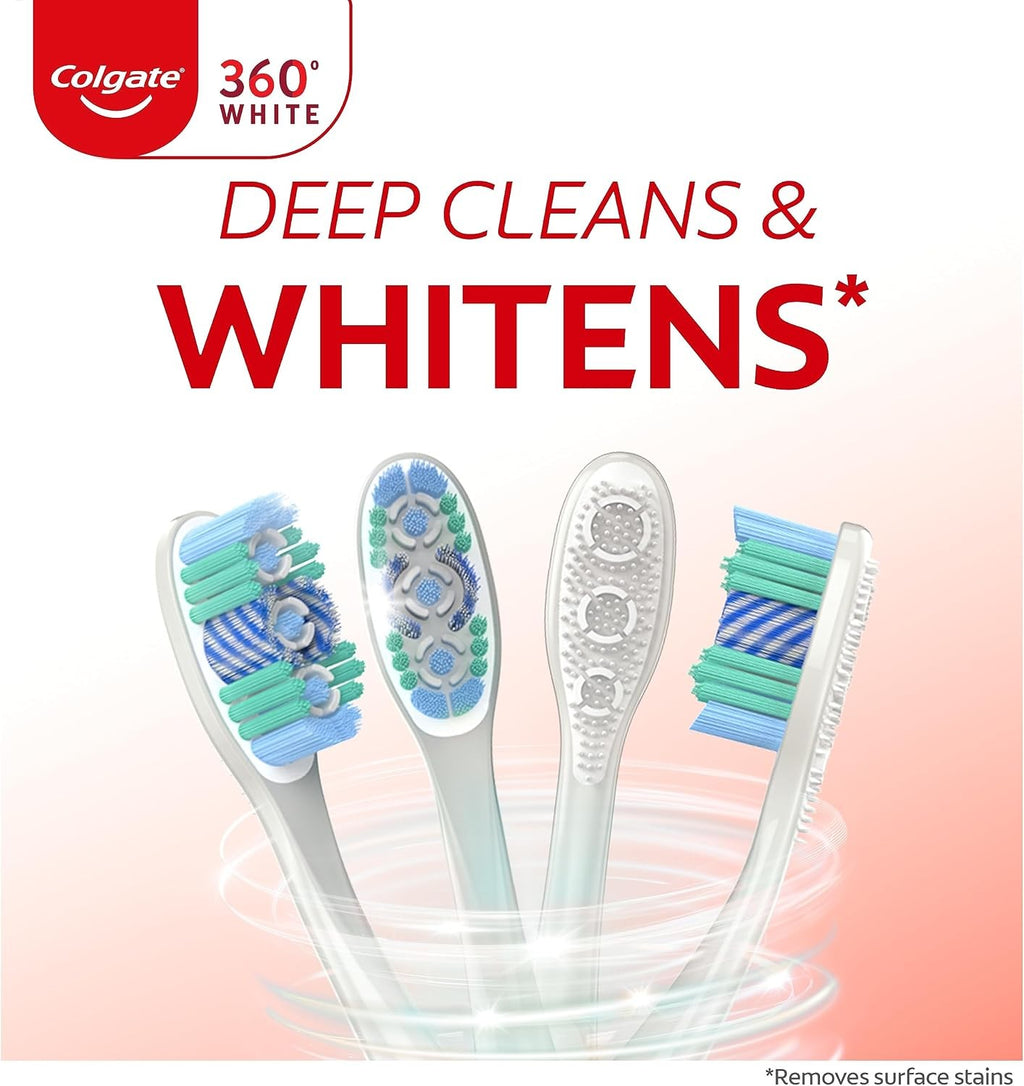 4 Pack Soft Adult Whitening Toothbrushes with Tongue & Cheek Cleaners