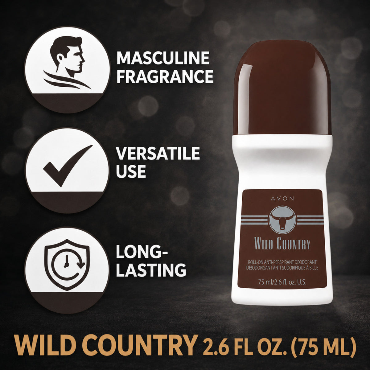 Bulk Avon Wild Country Roll-On Deodorant 2.6oz - 16 Pack with Free Haiku