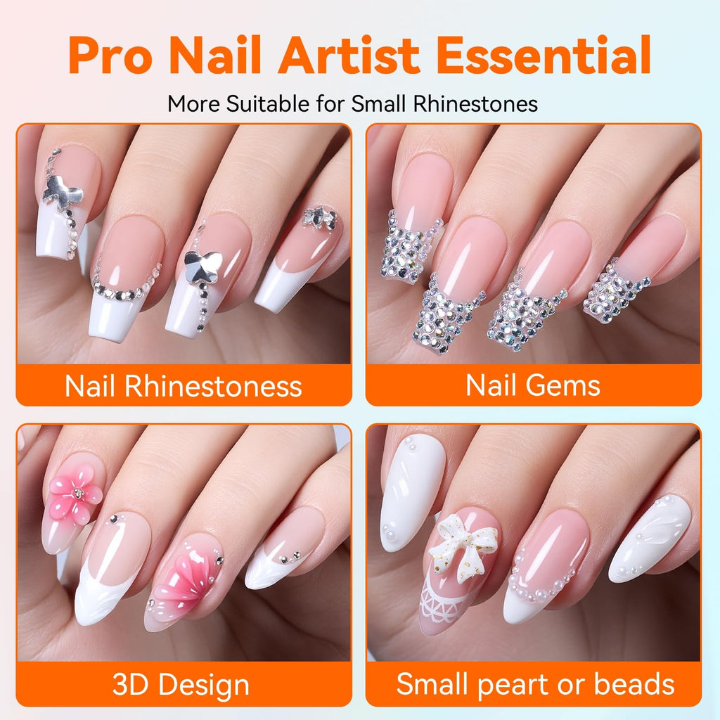 Strong Hold 3D Gel Nail Glue for Rhinestones & Nail Art - UV Cured, Clear, 2 Pack