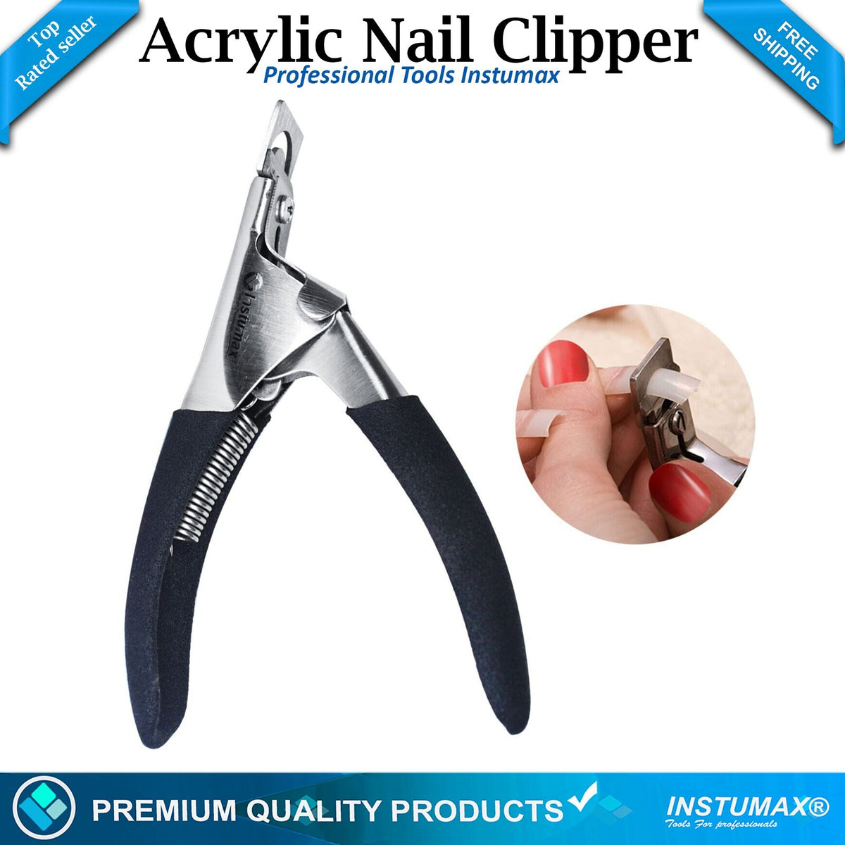 Black Acrylic Nail Clipper for False Nails - Manicure Tool Cutter